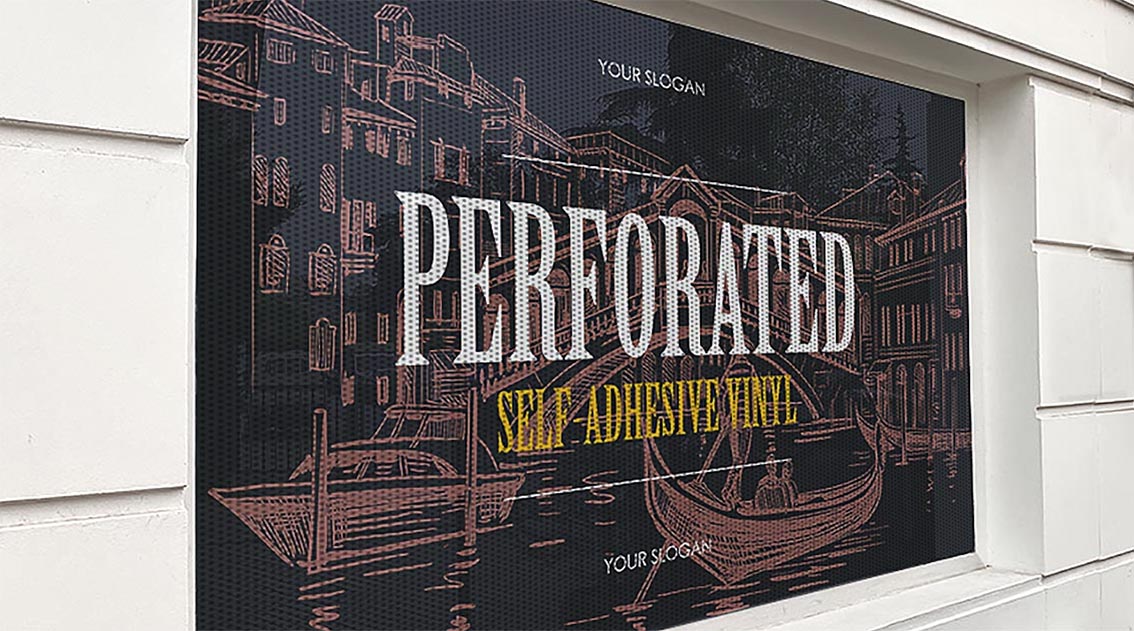 One Way Vision Perforated Window Vinyl Film - White, 3Mil, For Car Windows, Advertising, Privacy